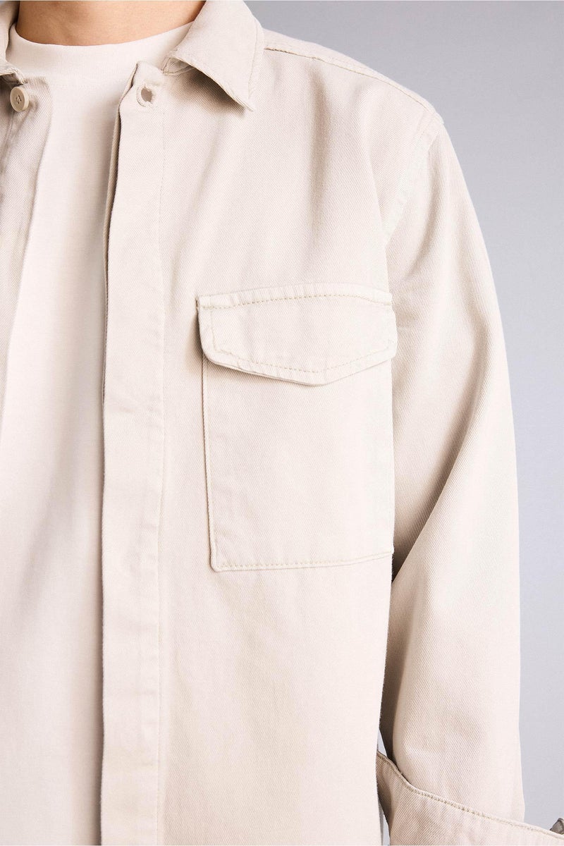 DeFacto Beige Man Cotton Boxy Fit Shirt Casual - Image 4